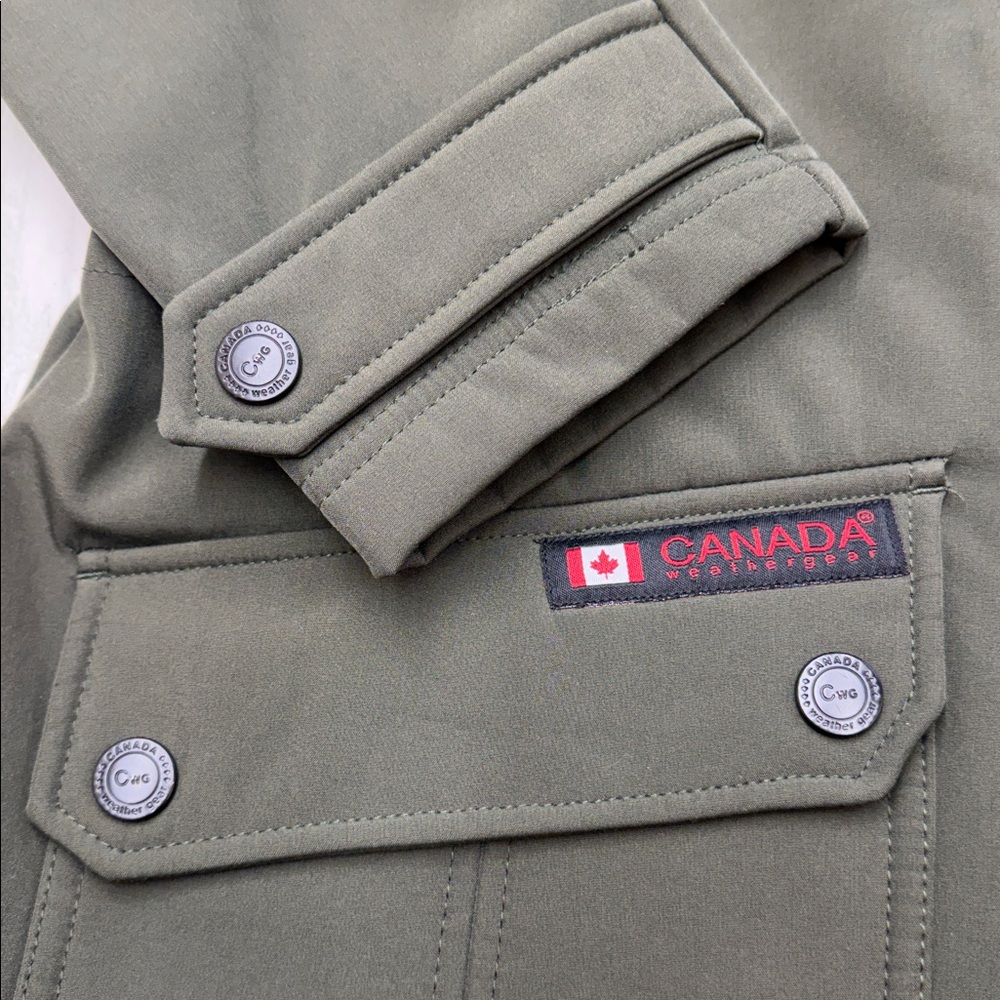 Canada Weather Gear Faux Fur Trim Hooded Parka Army/Forest Green Sz L - Picture 9 of 16